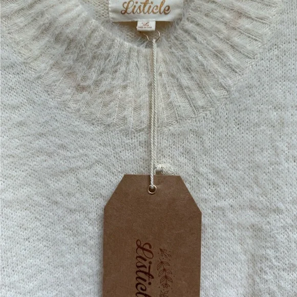 NWT Listicle Cream & Gold Crew Neck Sweater with Sequin Accents- GORGEOUS & SOFT - Picture 7 of 15